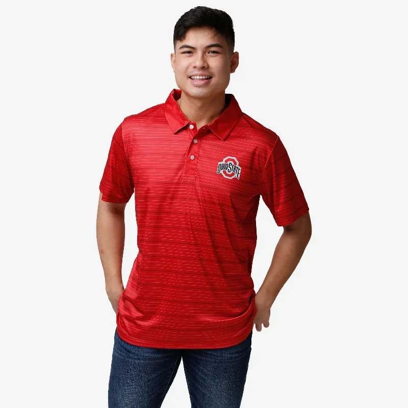 Ohio State Buckeyes Striped Polyester Polo