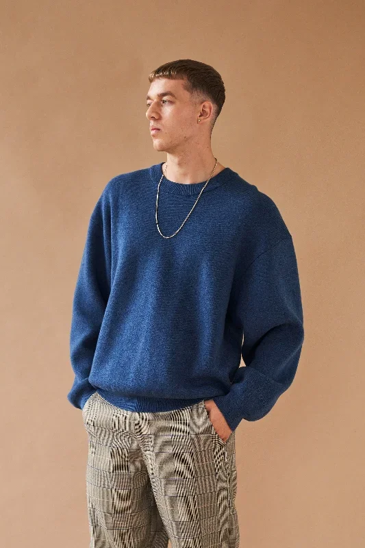 OKELEY MARL KNIT SWEATER - OCEAN BLUE