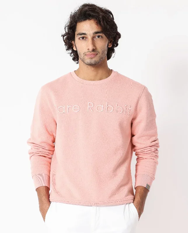 Rare Rabbit Men's Oranj Orange Cotton Polyester Fabric Full Sleeves Embroidery Branding Sweatshirt