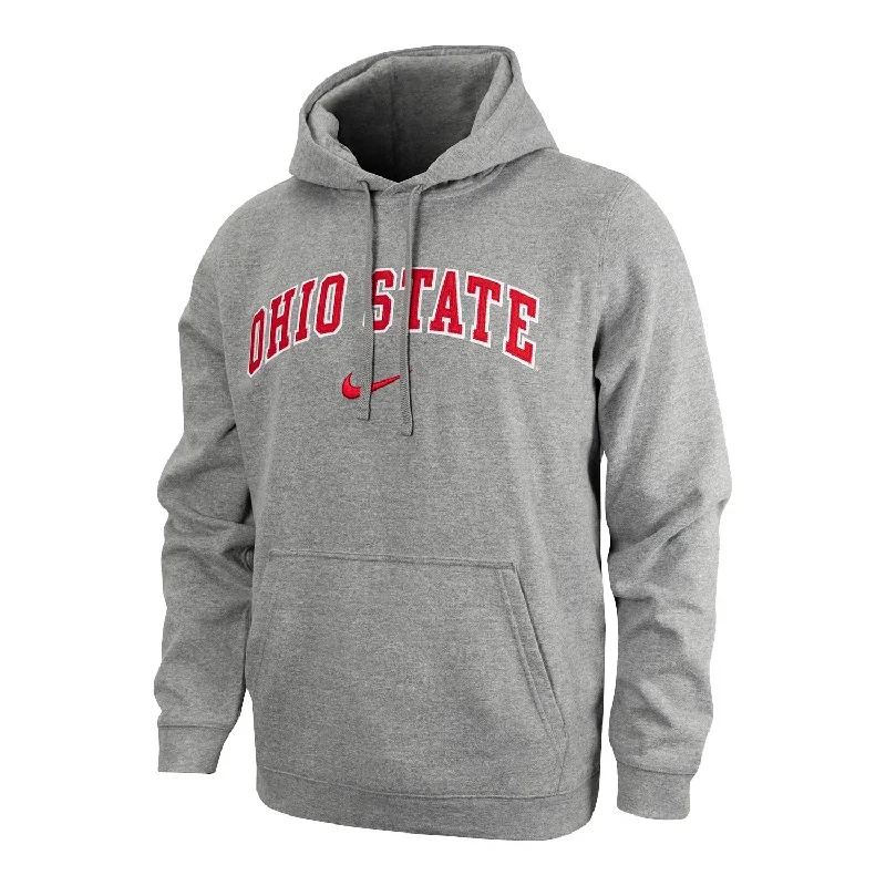 Ohio State Buckeyes Nike Tackle Twill Gray Hooded Sweatshirt