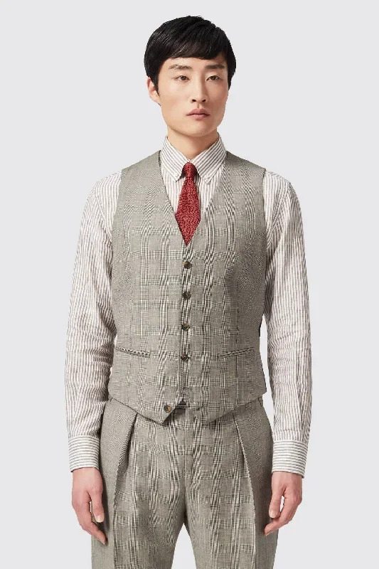 Regent Tailored Fit Grey Check Wool Waistcoat - ARCHIVE