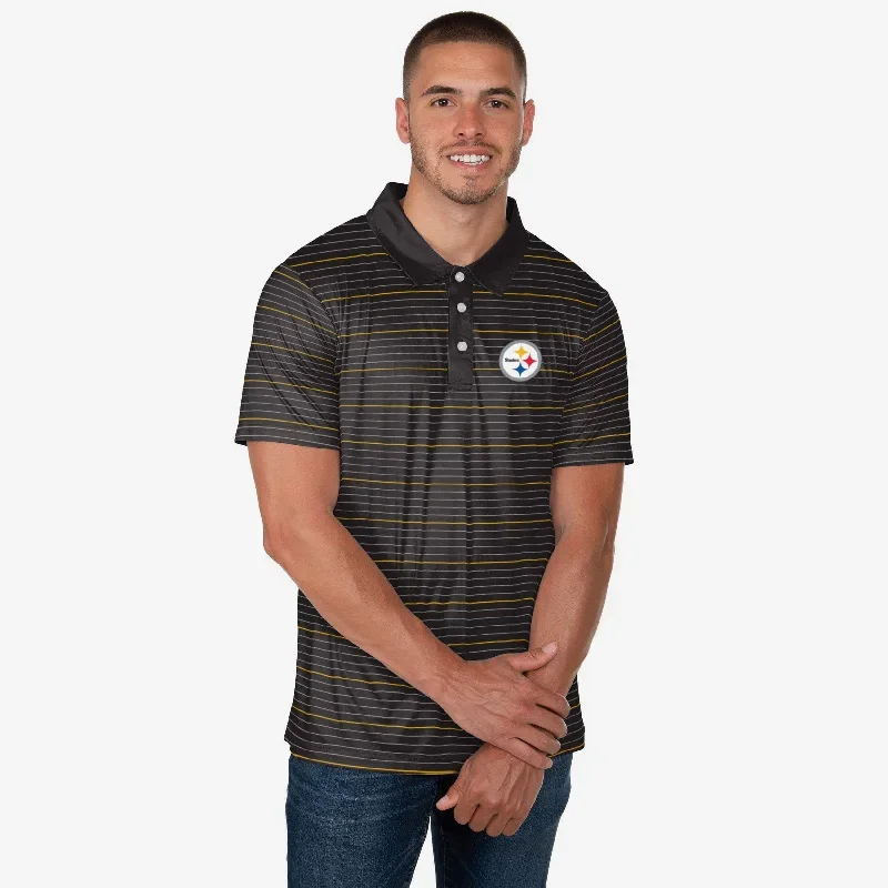 Pittsburgh Steelers Striped Polyester Polo