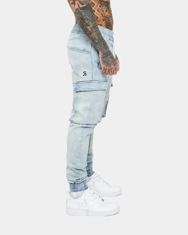 saint-morta-annex-denim-cargo-joggers-light-blue