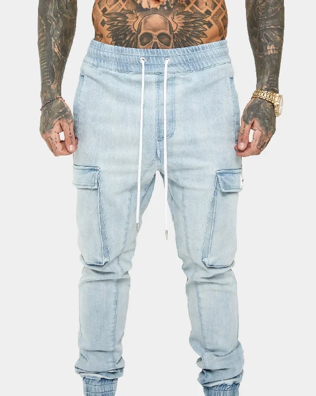 saint-morta-annex-denim-cargo-joggers-light-blue