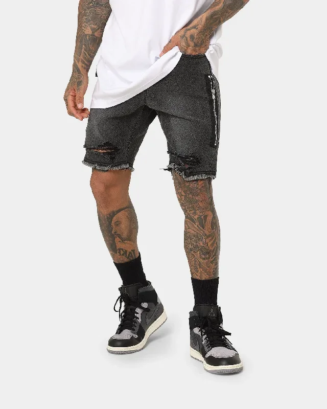 Saint Morta Codex Denim Shorts Vintage Black