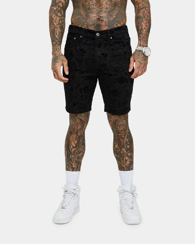 saint-morta-paisley-skulls-denim-shorts-black-black