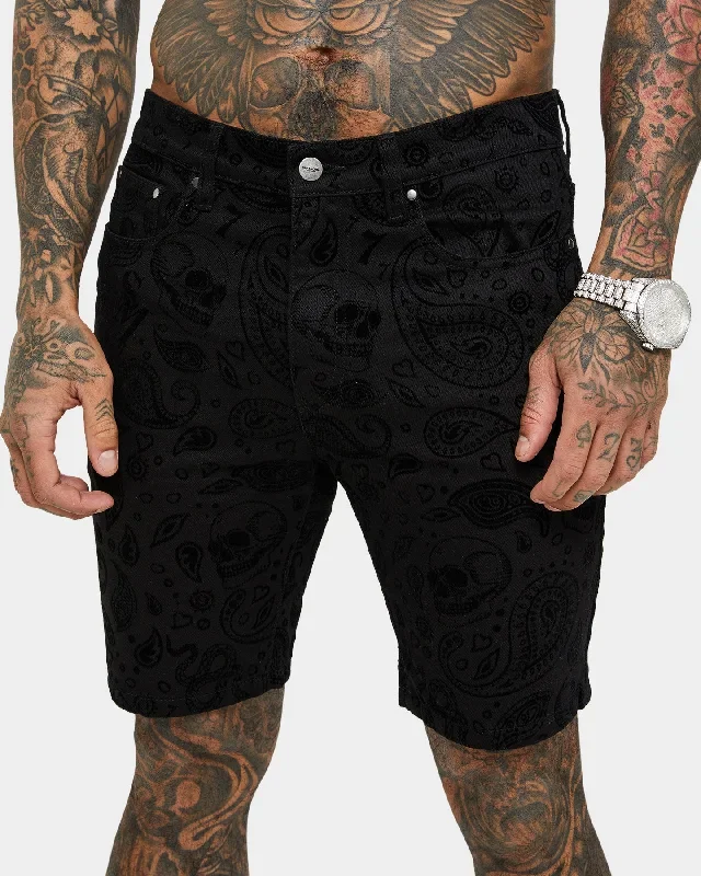 saint-morta-paisley-skulls-denim-shorts-black-black