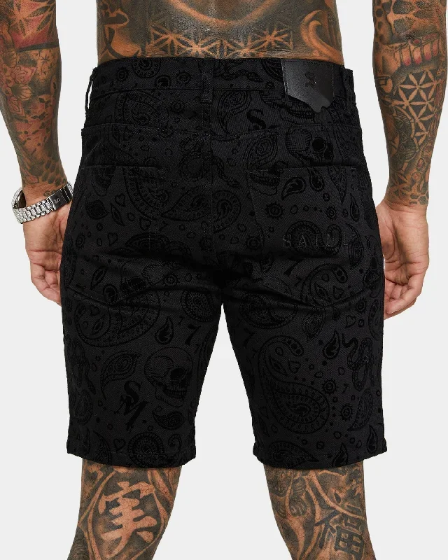 saint-morta-paisley-skulls-denim-shorts-black-black