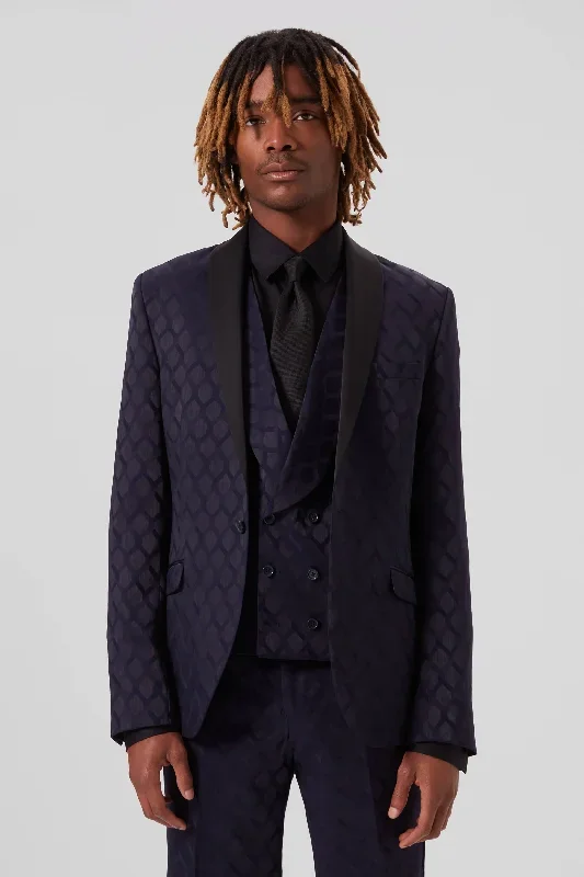 Archer Slim Fit Navy Jacquard Jacket