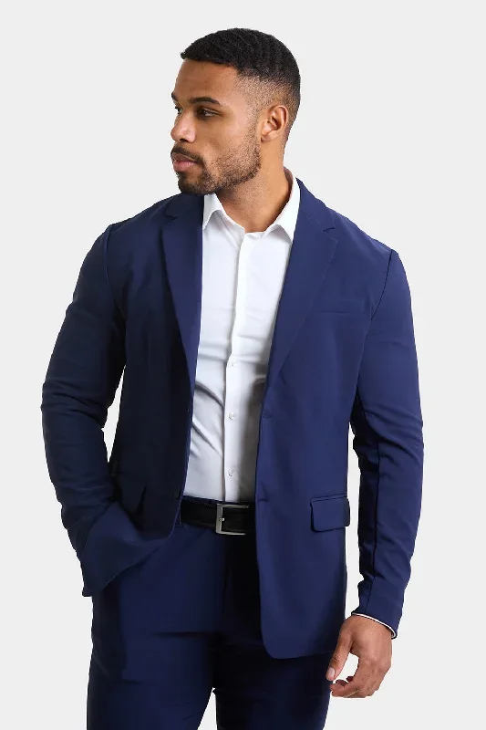 True Muscle Fit Tech Suit Jacket in Navy