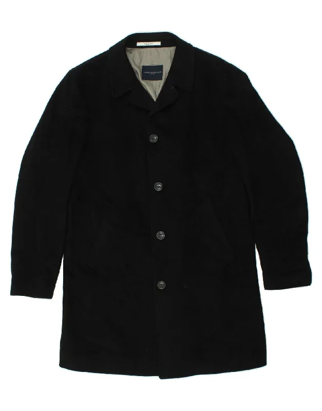 TOMMY HILFIGER Mens Overcoat IT 54 2XL Black Cashmere