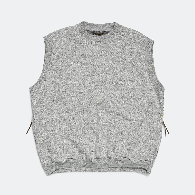 TOP SWT Knit x YABANE Quilt 2 TONES BIG Vest - Grey/IDG