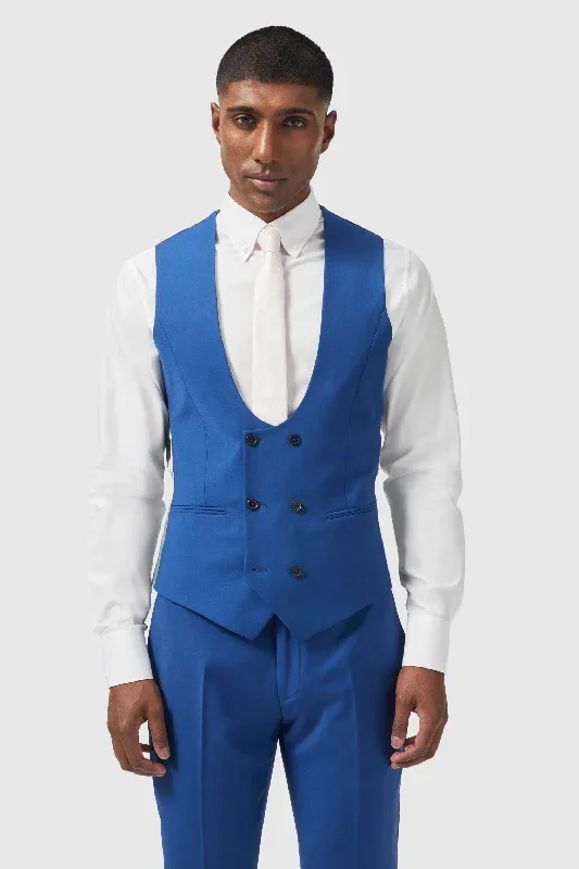 Ginsberg Skinny Fit Blue Wool Waistcoat - ARCHIVE