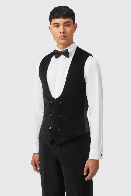 Sylvester Skinny Fit Black Velvet Tuxedo Waistcoat