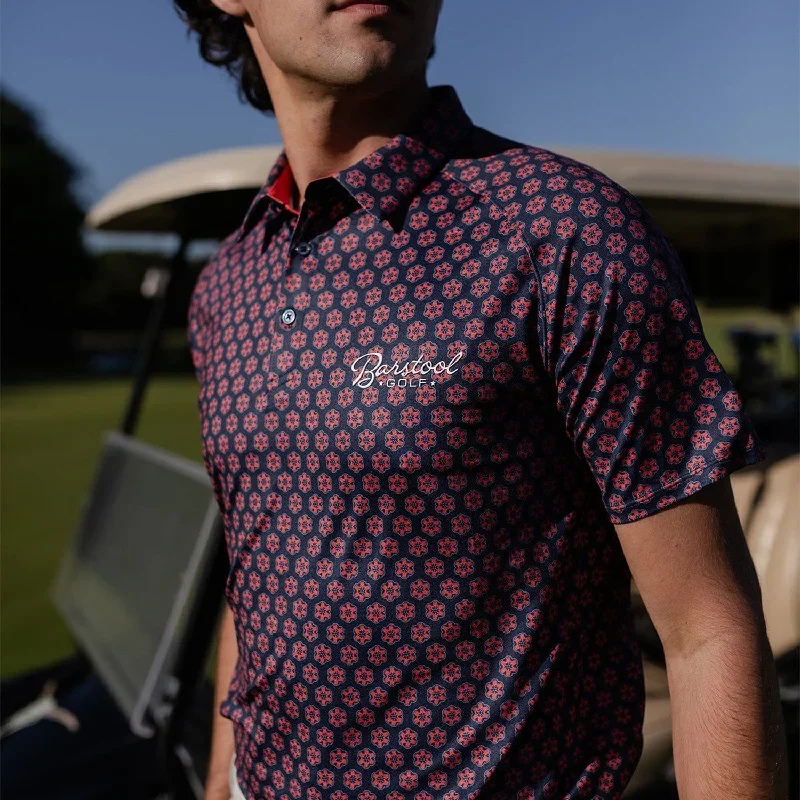 UNRL x Barstool Golf Script Flower Printed Polo