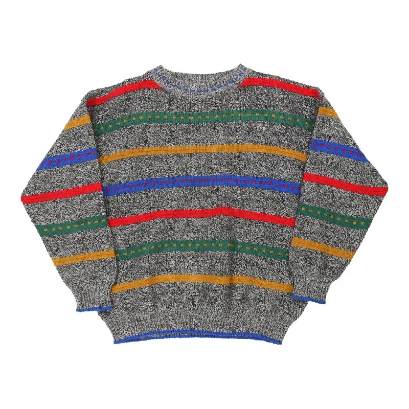 D'Alcatzaz Striped Jumper - Large Grey Wool Blend