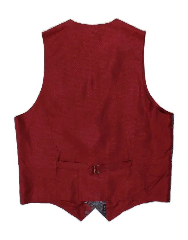 vintage-mens-abstract-pattern-waistcoat-size-52-large-burgundy-polyester