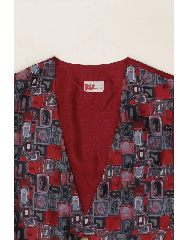 vintage-mens-abstract-pattern-waistcoat-size-52-large-burgundy-polyester