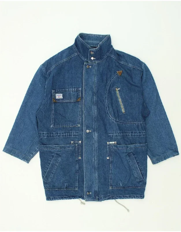 VINTAGE Mens Denim Coat UK 42 XL Blue