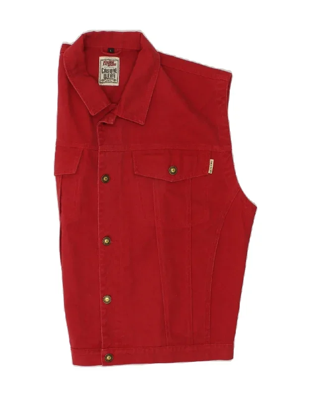 vintage-mens-denim-gilet-uk-40-large-red-cotton