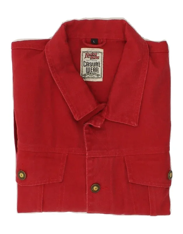 vintage-mens-denim-gilet-uk-40-large-red-cotton