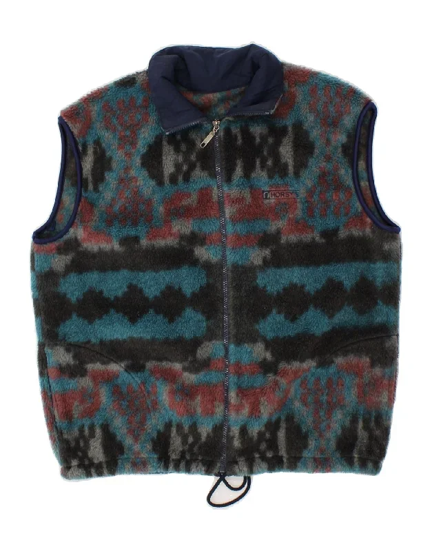 VINTAGE Mens Fleece Gilet UK 38 Medium Multicoloured Fair Isle Polyester