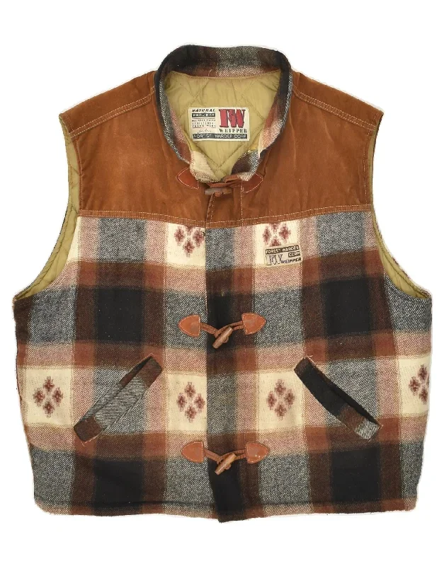 VINTAGE Mens Gilet UK 40 Large Brown Check