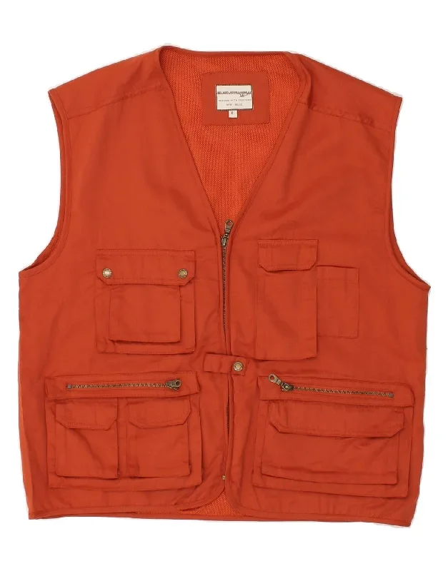 VINTAGE Mens Tailored Utility Gilet UK 42 XL Red Cotton