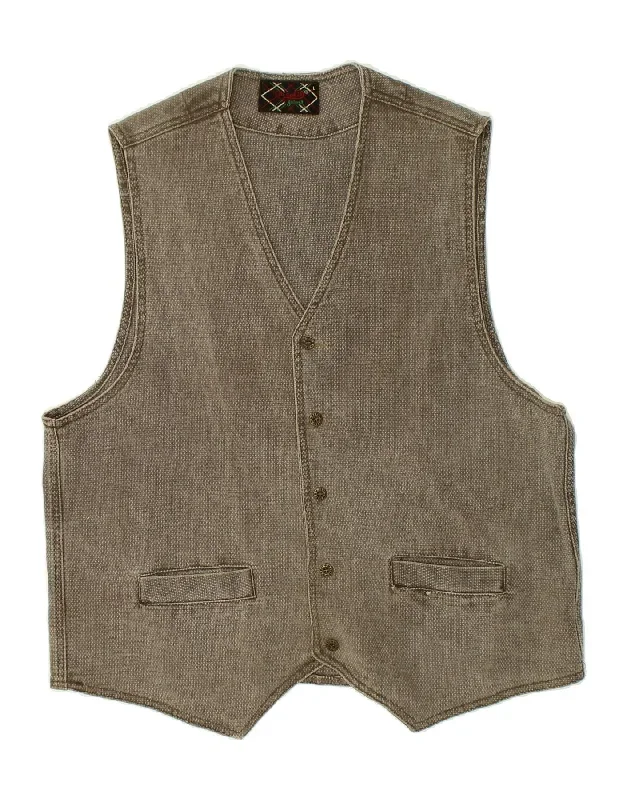 VINTAGE Mens Waistcoat Large Grey