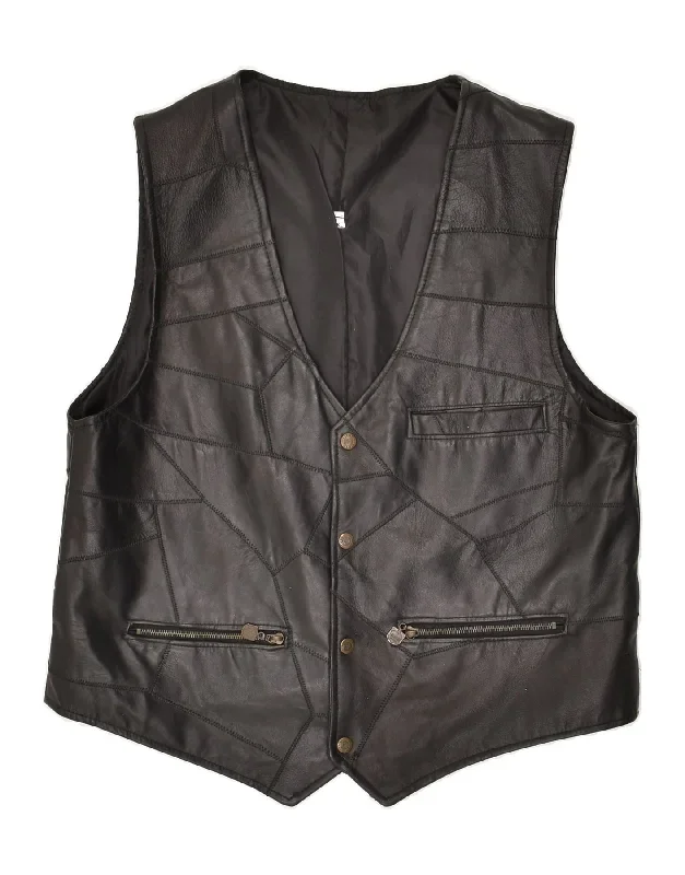 VINTAGE Mens Waistcoat XL Black