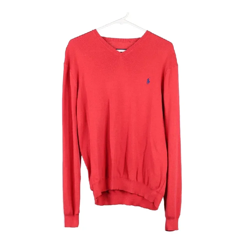 Ralph Lauren V-neck Jumper - Large Red Cotton