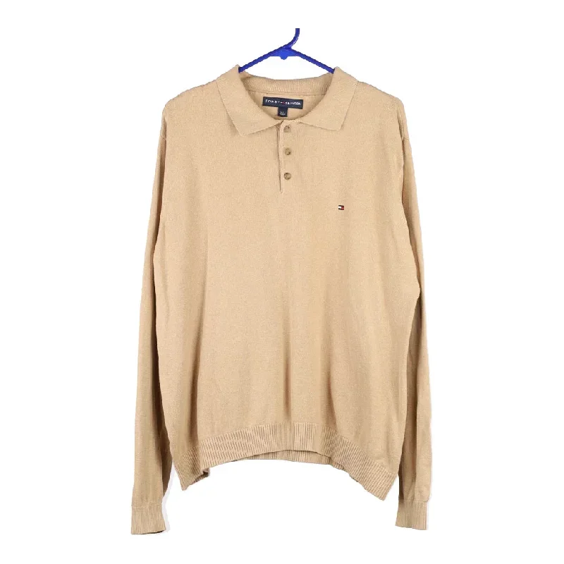 Tommy Hilfiger Collared Jumper - Large Beige Cotton