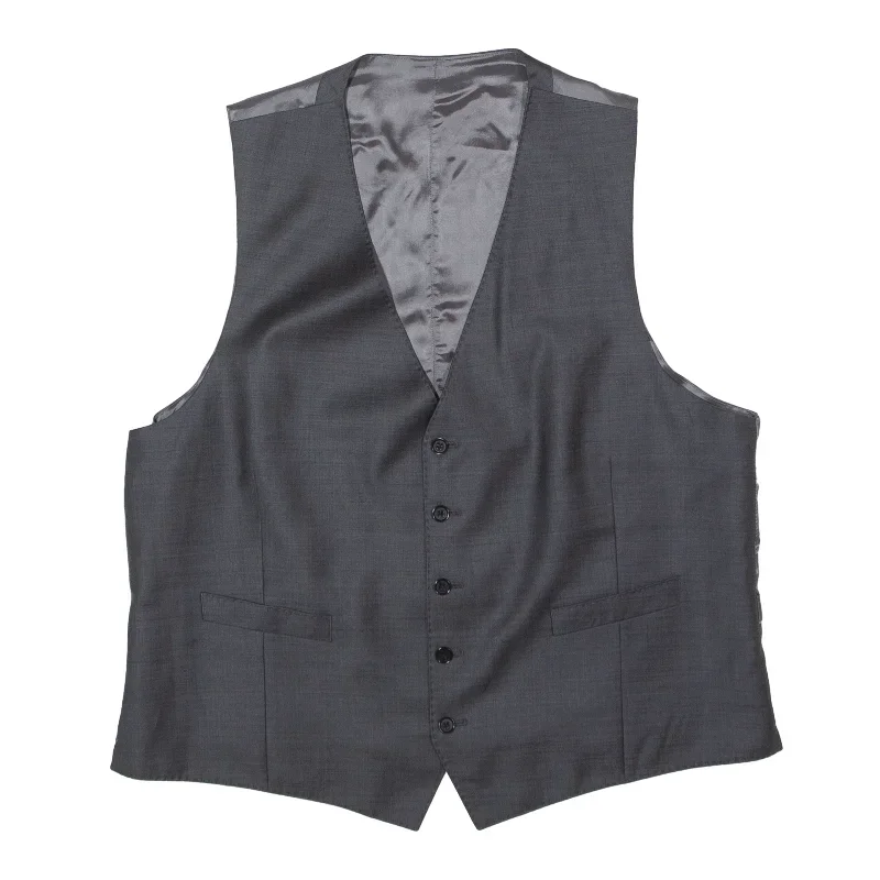 Waistcoat Blazer Gilet Grey Wool Mens L