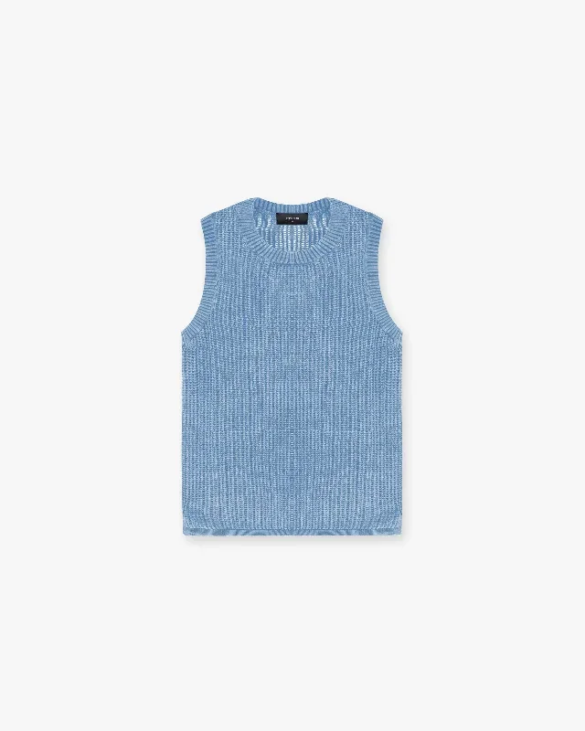 Washed Knit Vest - Sky Blue