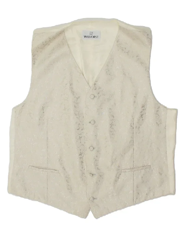 WILVORST Mens Waistcoat Medium Off White Paisley