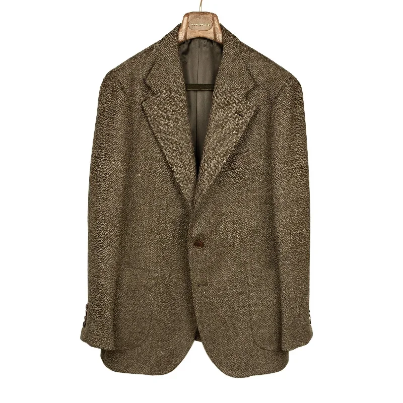 x Sartoria Carrara: Jacket in brown undyed wool diamond tweed