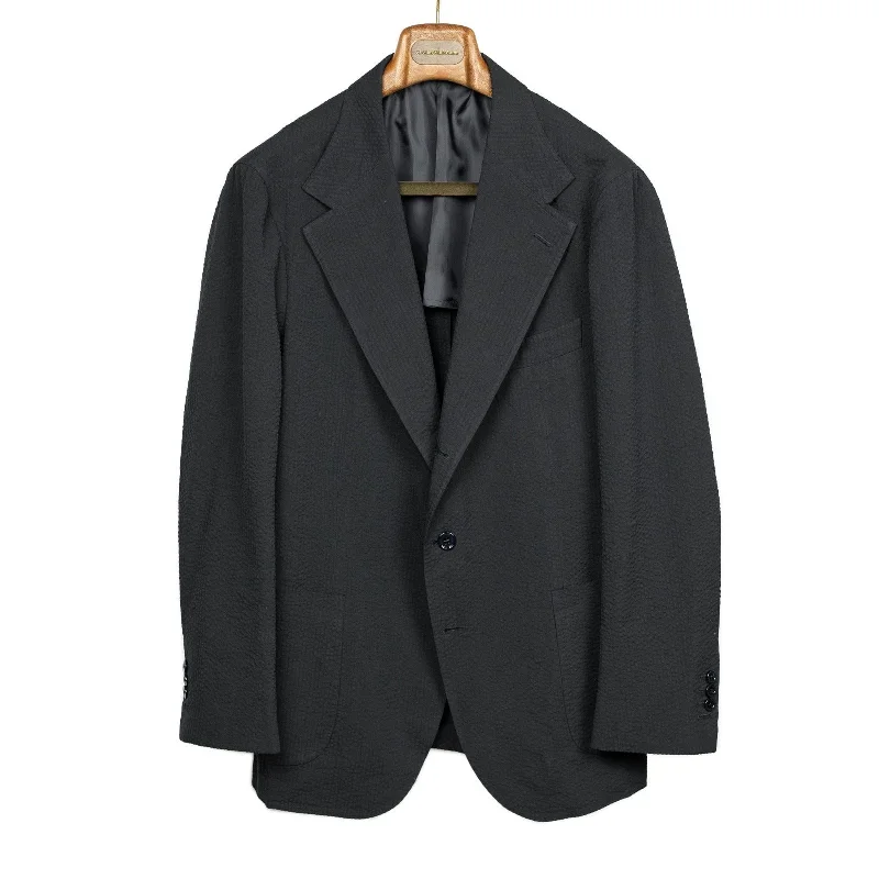 x Sartoria Carrara: ultra-light unlined jacket in black seersucker (separates)