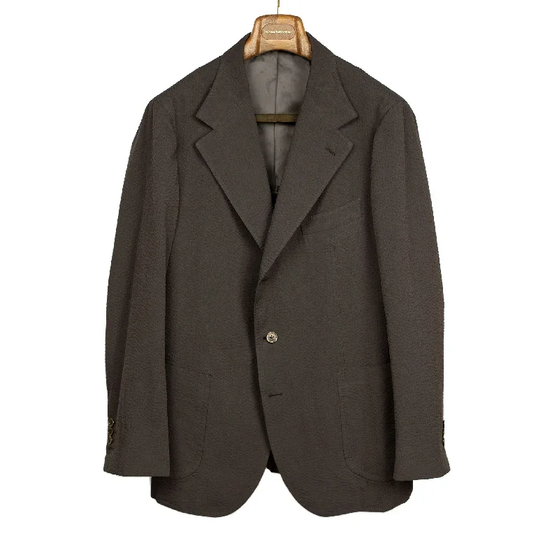 x Sartoria Carrara: ultra-light unlined jacket in brown seersucker (separates)