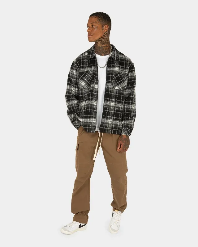 xxiii-vitus-zip-up-flannel-jacket-black-white-mens