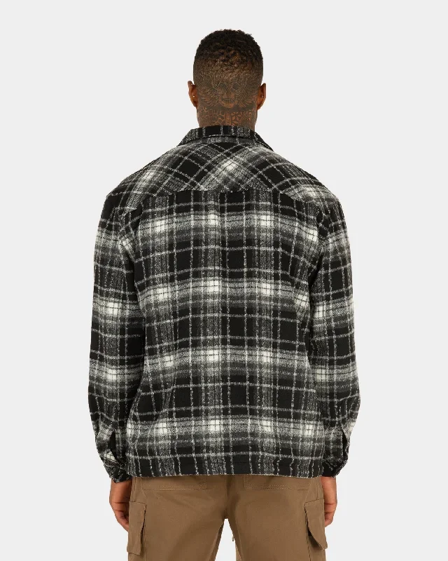 xxiii-vitus-zip-up-flannel-jacket-black-white-mens