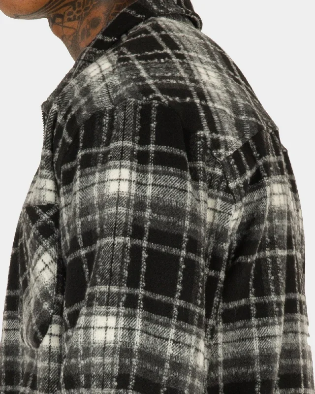 xxiii-vitus-zip-up-flannel-jacket-black-white-mens